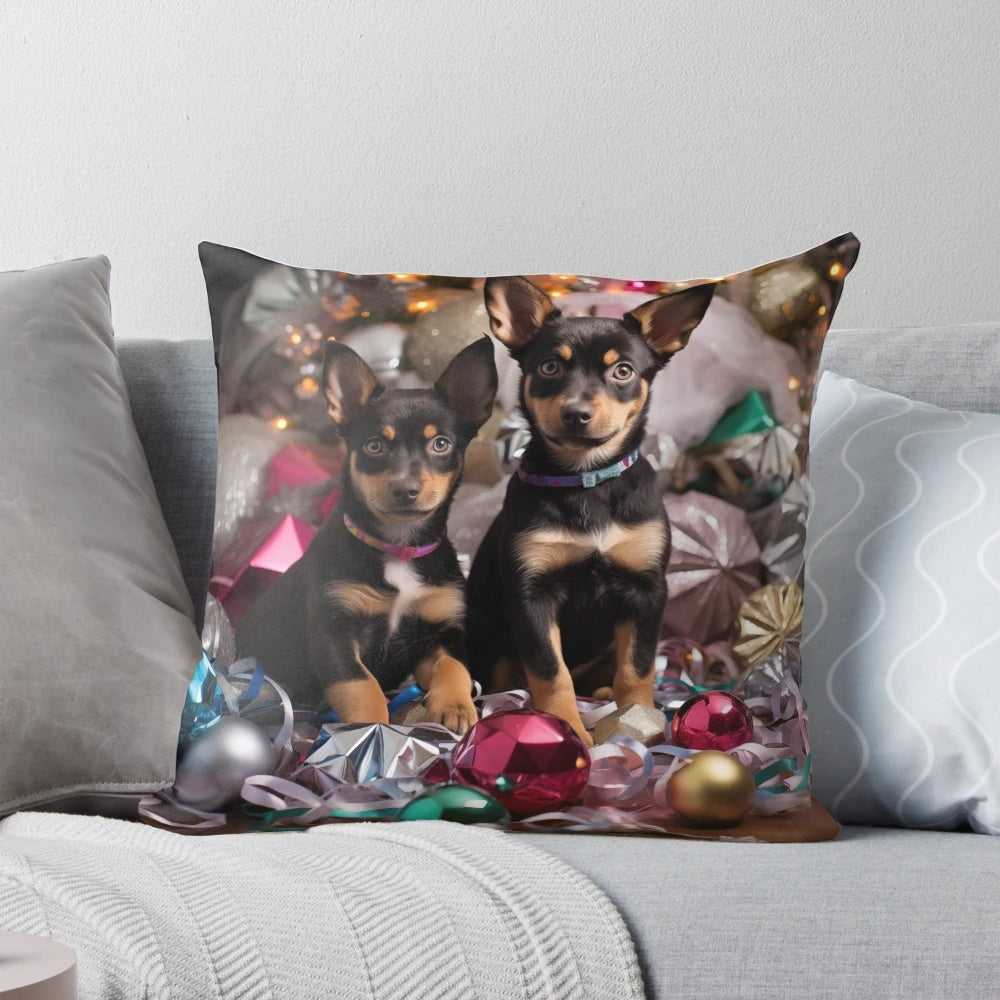 Cozy Australian Kelpie dog breed Christmas pillow