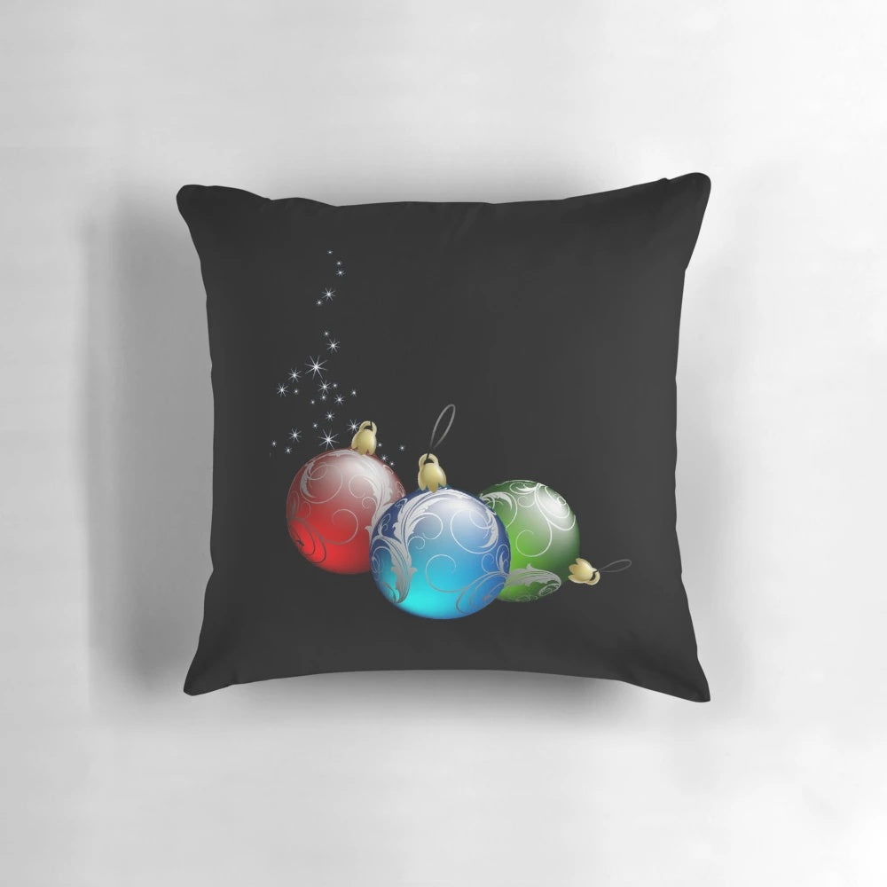 Vibrant Christmas balls decorative throw pillow with plush, cozy design