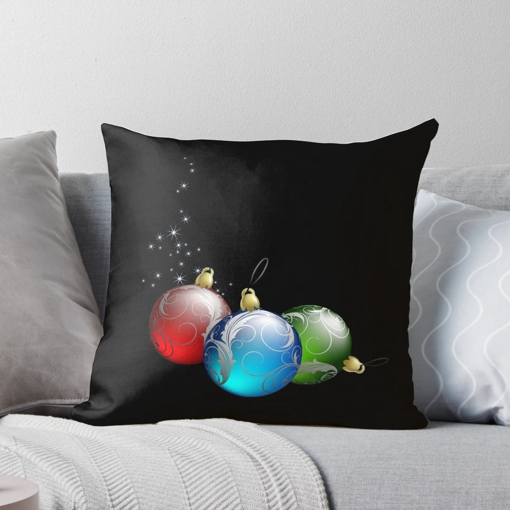 Vibrant Christmas balls decorative throw pillow with plush, cozy design