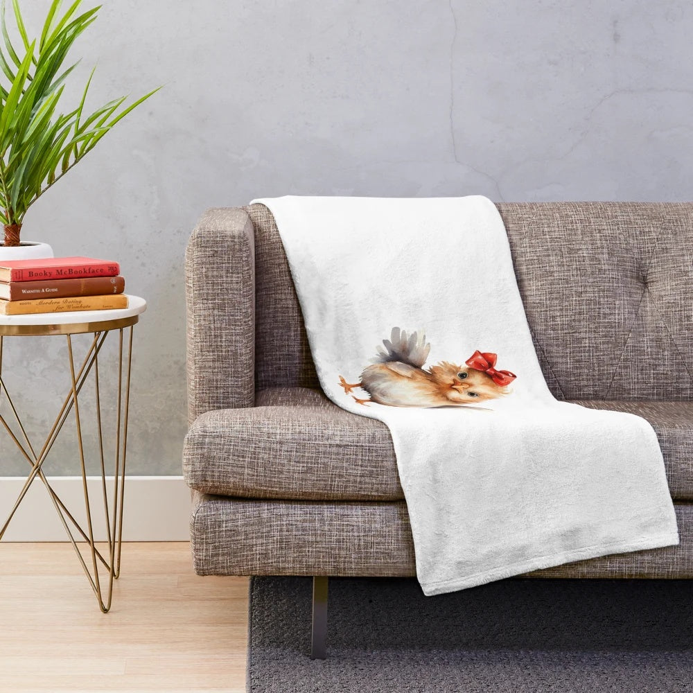 Soft and plush Christmas-themed blanket with a charming chicken design
