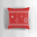 Cozy Christmas decorations pillow with red, white and gold ornaments and stars