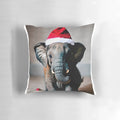 Cozy Christmas Elephant Pillow with Festive Accents