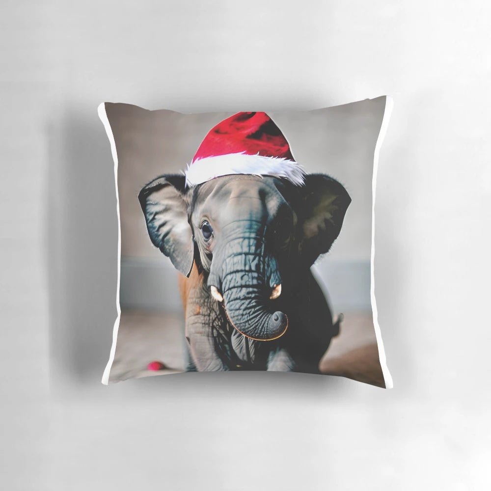 Cozy Christmas Elephant Pillow with Festive Accents