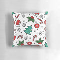 A cozy and festive Christmas pillow with a charming design featuring winter elements like snowflakes, stars, and holiday colors.