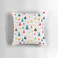 Vibrant, abstract Christmas tree design printed on a soft, plush pillow