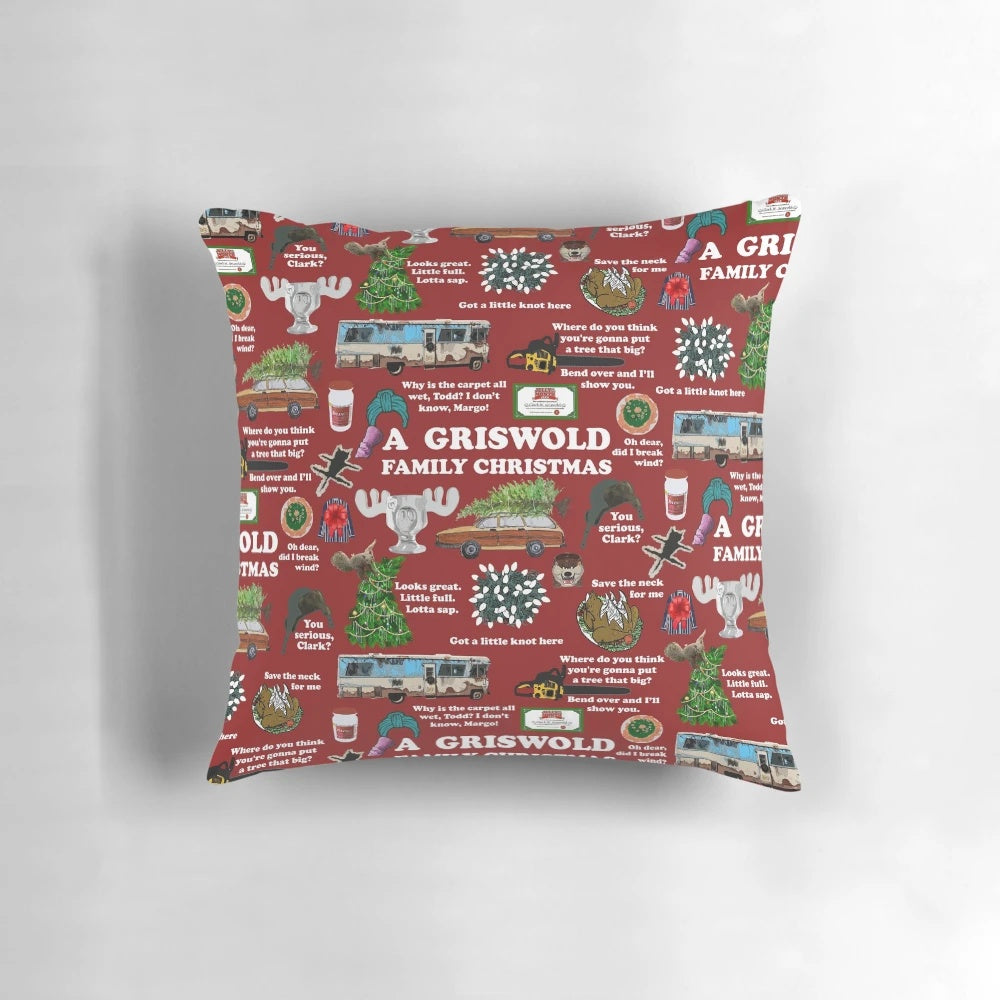 Christmas Vacation inspired collage pillow featuring iconic characters and quotes