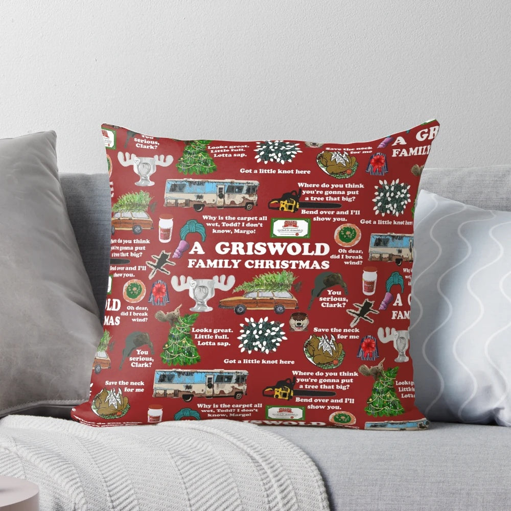 Christmas Vacation inspired collage pillow featuring iconic characters and quotes