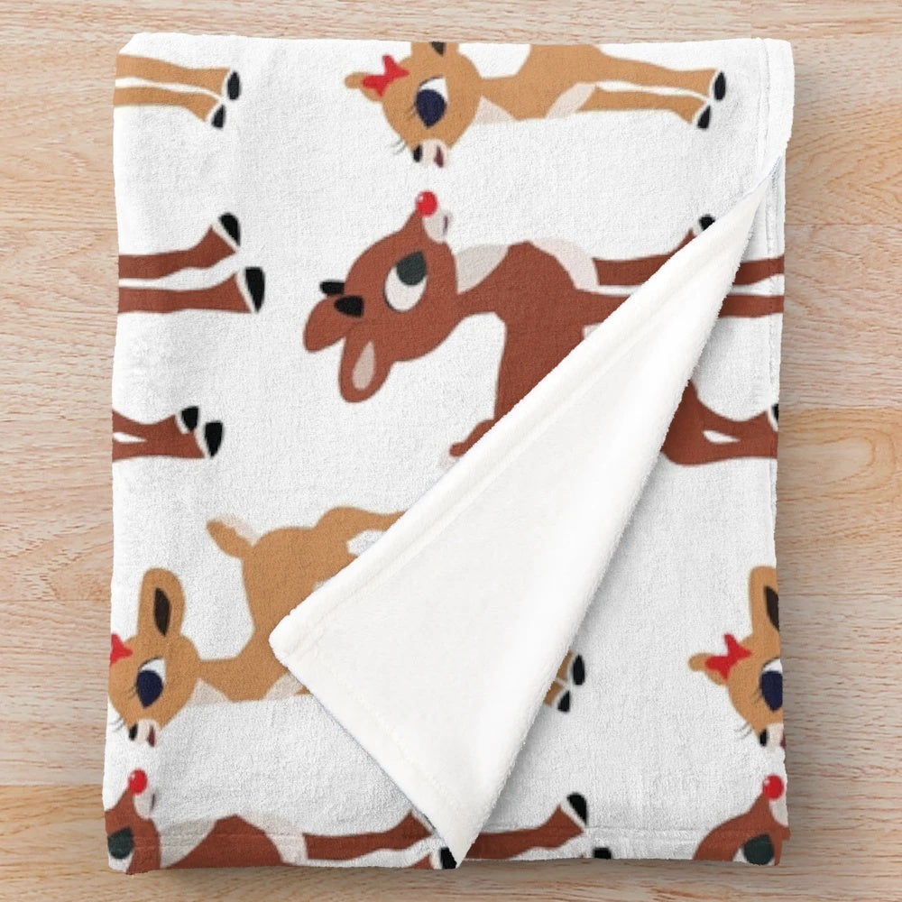 Classic Rudolph and Clarice Christmas plush blanket design by Graphic Love Shop