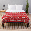 Plush blanket with French Bulldog silhouette holiday pattern
