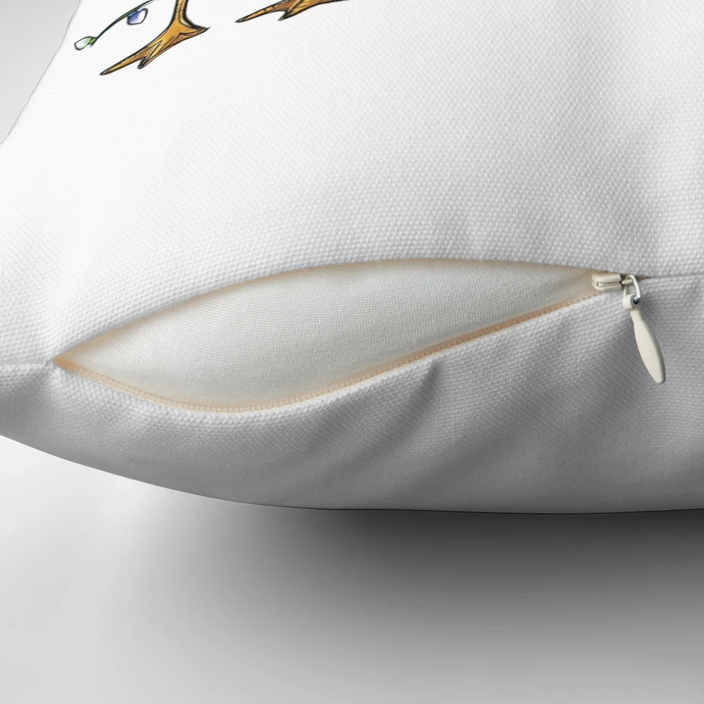 A cozy and whimsical Christmas pillow featuring humorous ducks and holiday lights, perfect for spreading cheer.