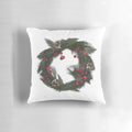 Festive holiday winter evergreen wreath decorative pillow