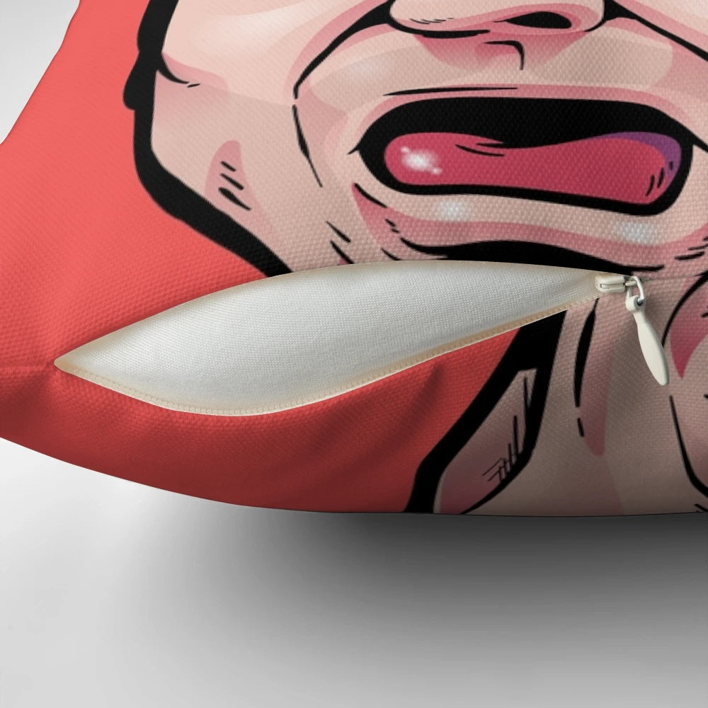 A cozy Christmas pillow featuring the iconic "Home Alone" characters and holiday theme