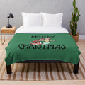 Merry Christmas mermaid plush blanket with golden scales and holiday design
