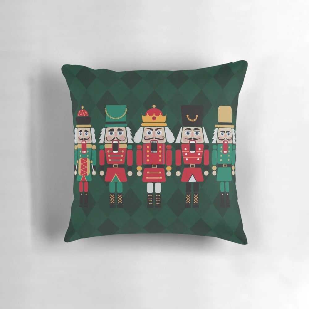 Festive nutcracker soldiers pillow for Christmas home decor