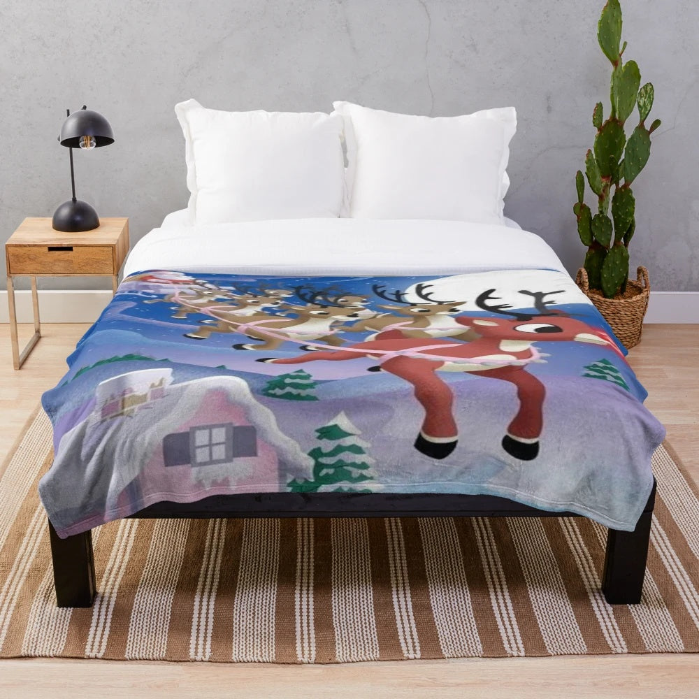 Rudolph the Red Nose Reindeer and friends plush blanket
