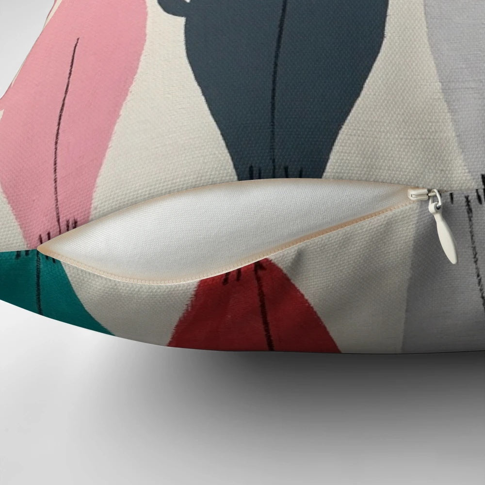 Multicolor Christmas pillow featuring a retro-style kitty Santa Claus design by artist El Gato Gomez.