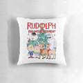 Rudolph the Red-Nosed Reindeer" themed Christmas pillow with characters from the classic holiday TV show