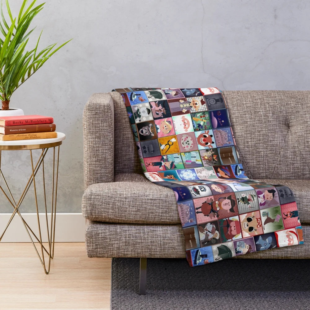 Rudolph the Red-Nosed Reindeer inspired plush blanket with holiday classic characters