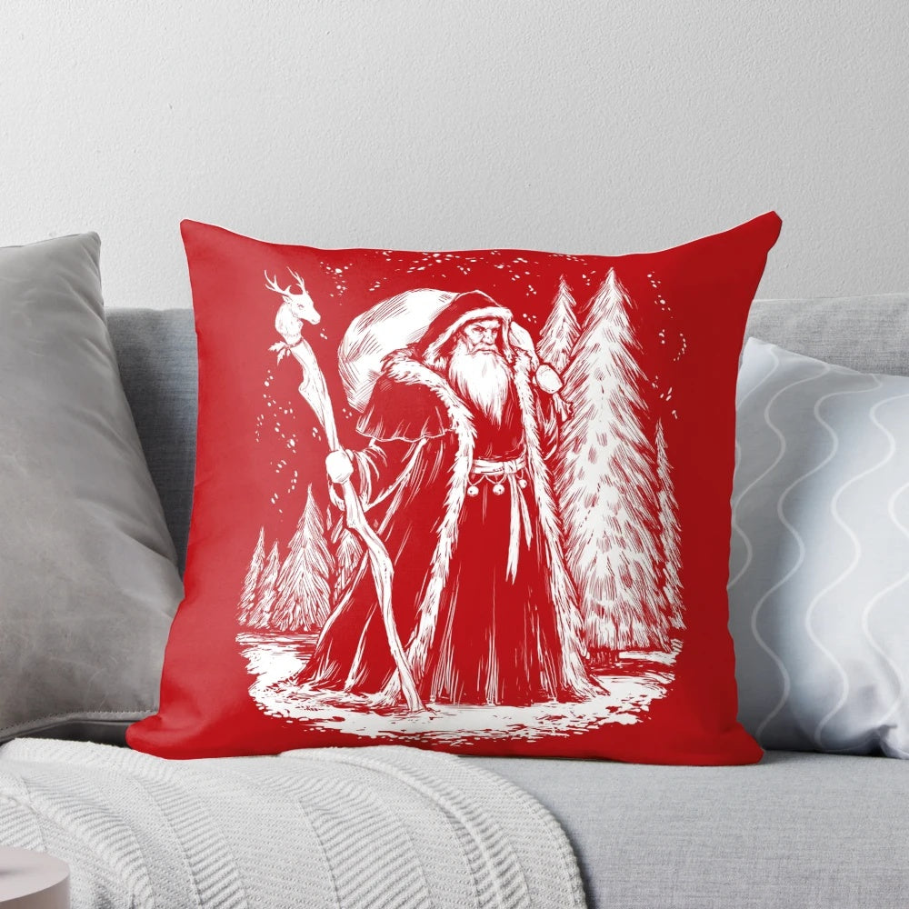 Plush Saint Nicholas Pillow with Snowy Details
