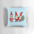 A cozy and vibrant pillow featuring a smiling Santa Claus surrounded by lush Christmas trees.