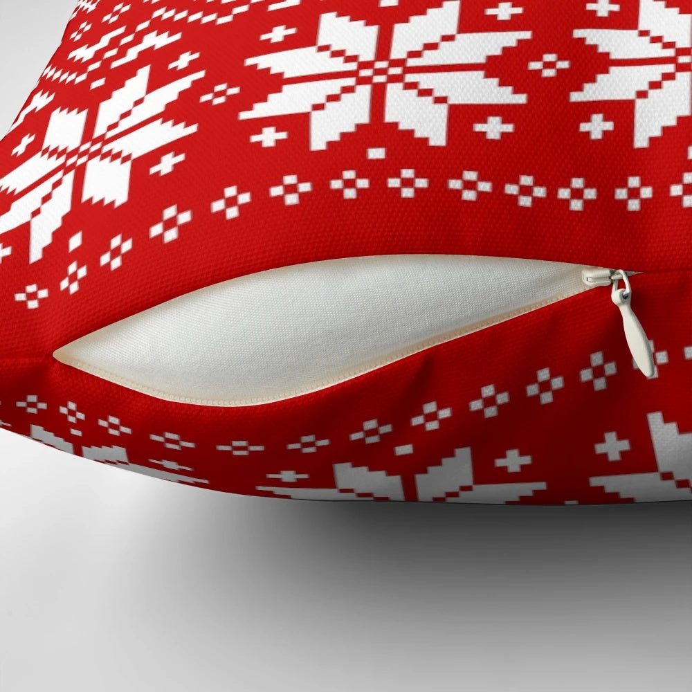 Scottie Dog Christmas Pillow with Squirrels and Snowflakes