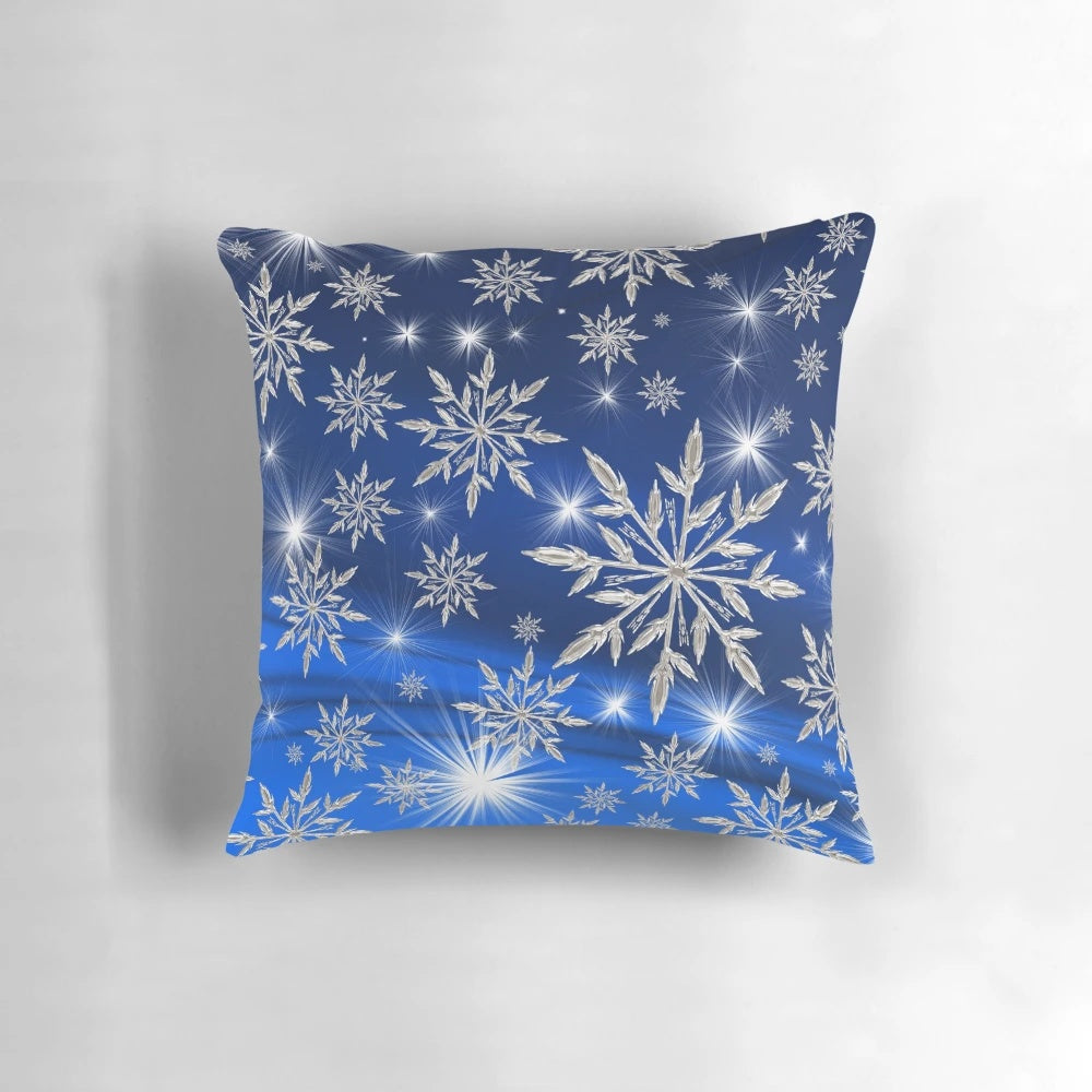 Soft, plush snowflake-patterned throw pillow for cozy winter and holiday home decor