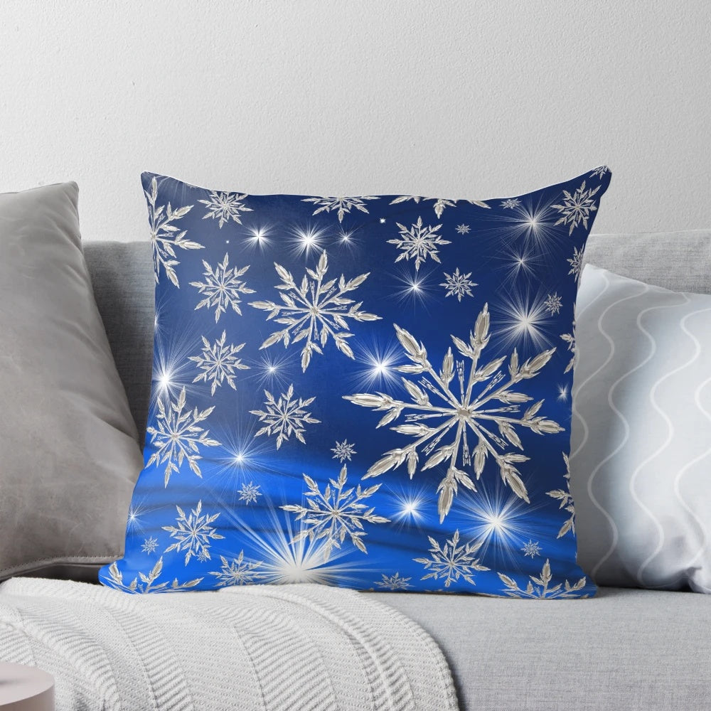 Soft, plush snowflake-patterned throw pillow for cozy winter and holiday home decor