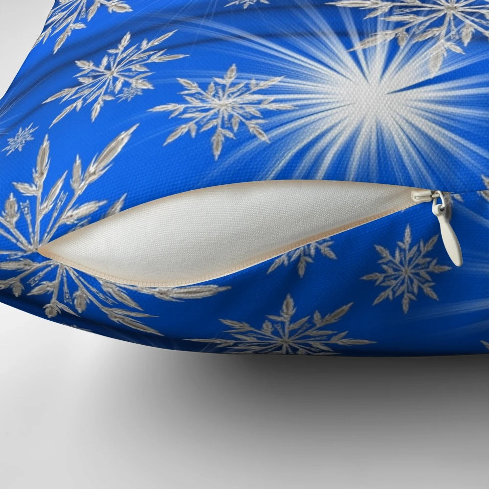 Soft, plush snowflake-patterned throw pillow for cozy winter and holiday home decor
