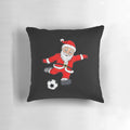 Cozy Christmas pillow with a soccer ball design and Santa Claus motif, perfect for holiday home decor.