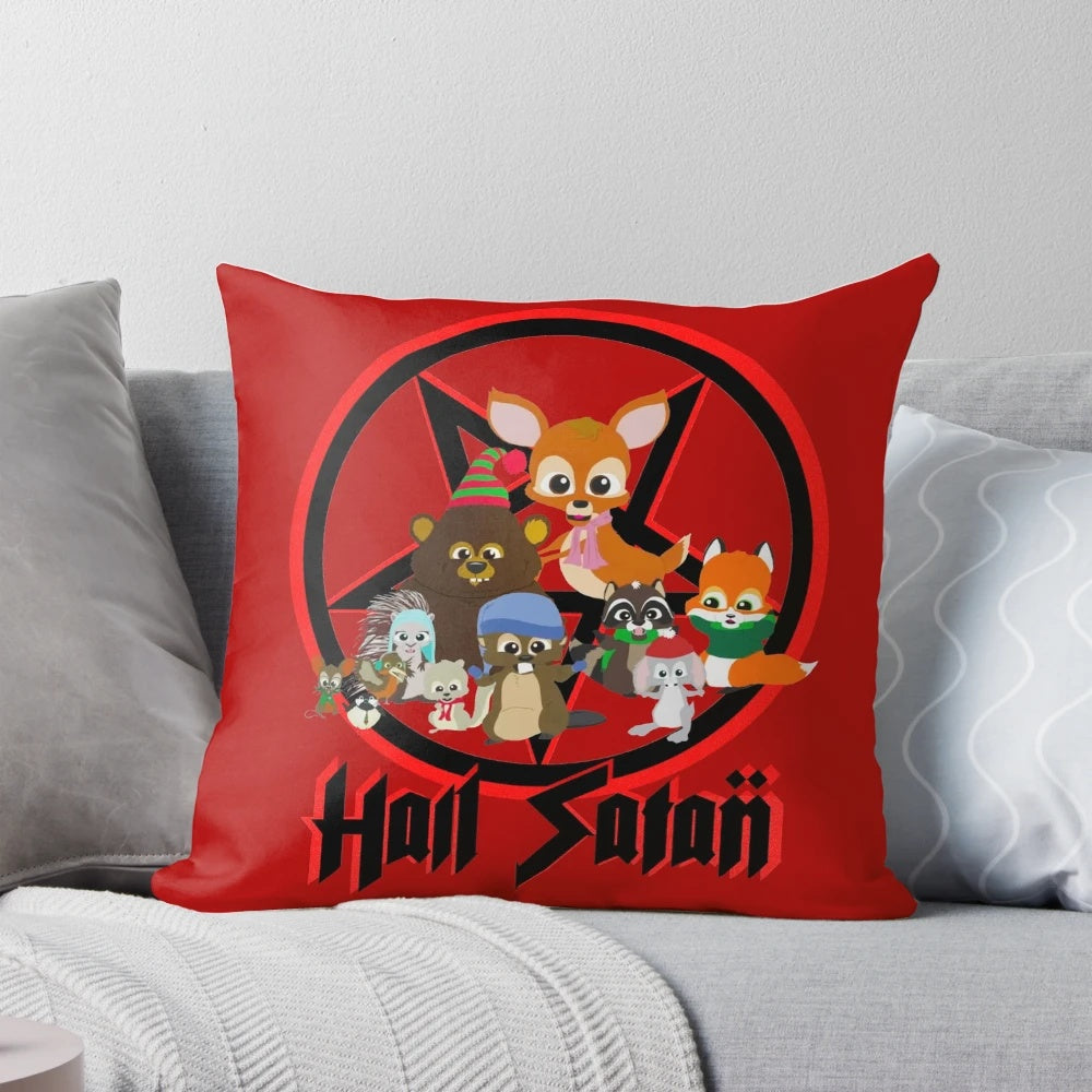 A cozy throw pillow featuring the Woodland Critters from the South Park episode "Woodland Critter Christmas"