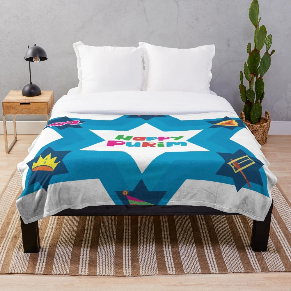 Star shape purim plush blanket for holiday celebration