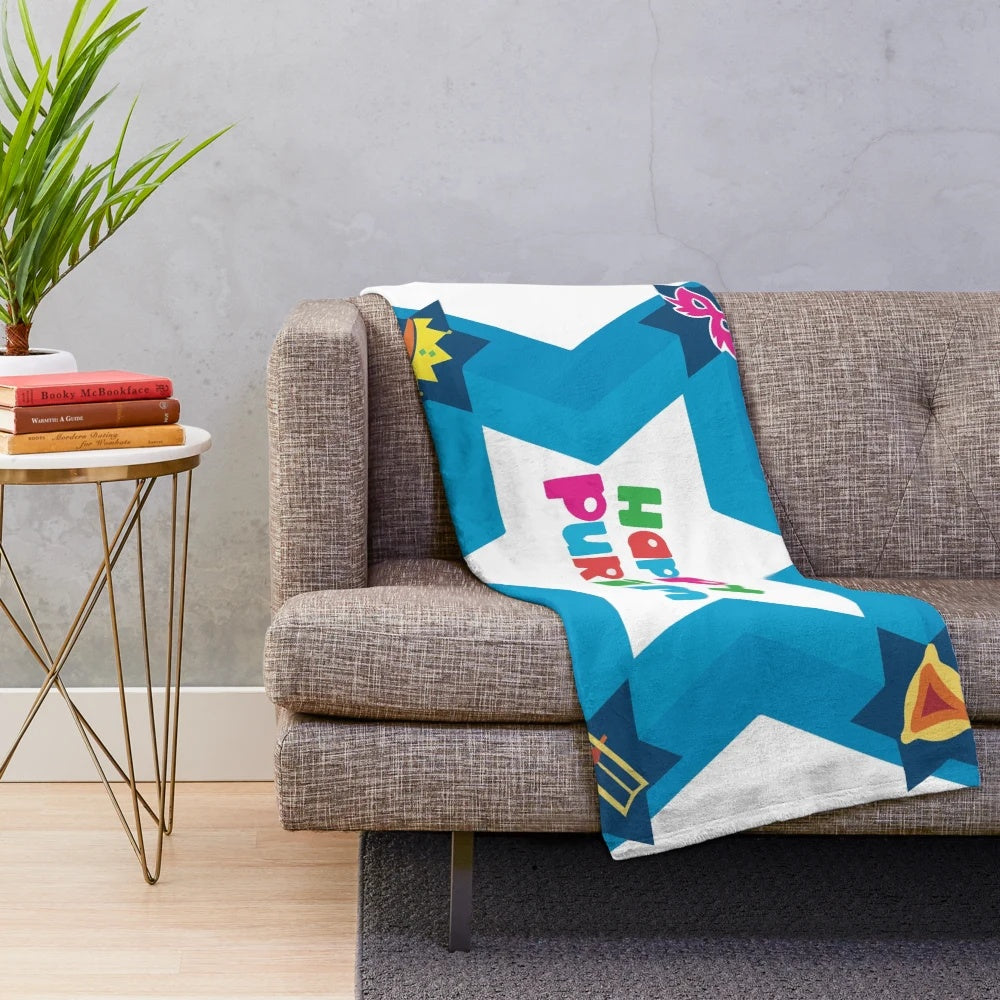 Star shape purim plush blanket for holiday celebration
