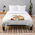 Plush blanket featuring a taco fiesta design with a guitar and Mexican-inspired elements