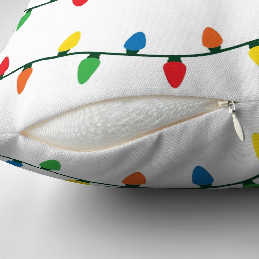 Twinkling Christmas lights pillow with a festive design, perfect for holiday home decor