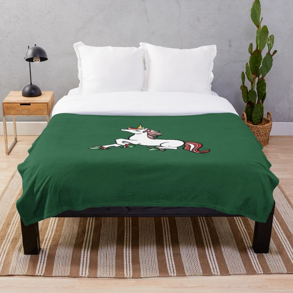 Cozy Christmas unicorn plush blanket