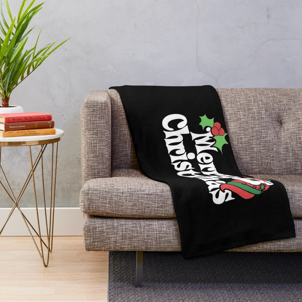Merry Christmas unicorn plush blanket