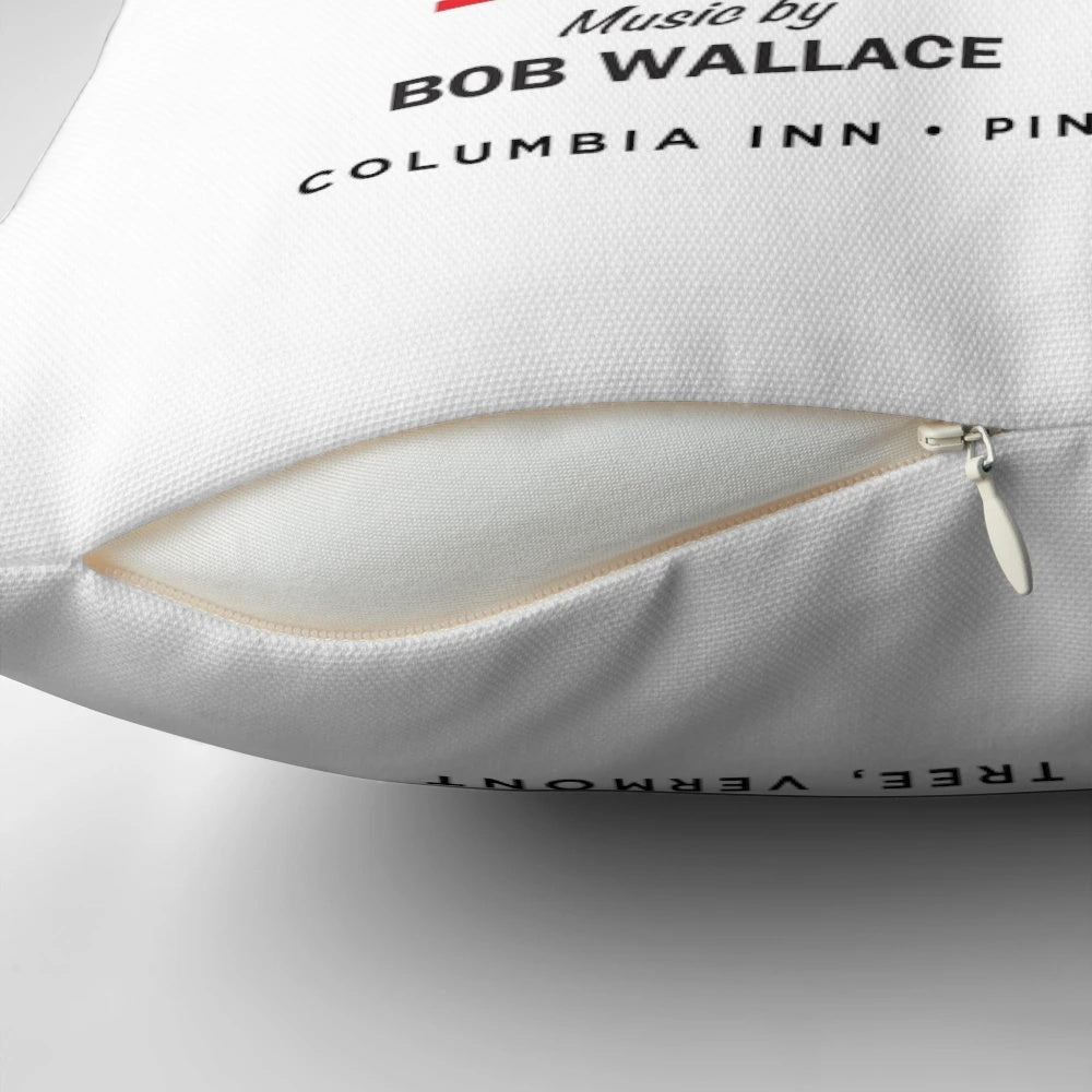 Cozy white Christmas-themed decorative pillow featuring holiday musical characters
