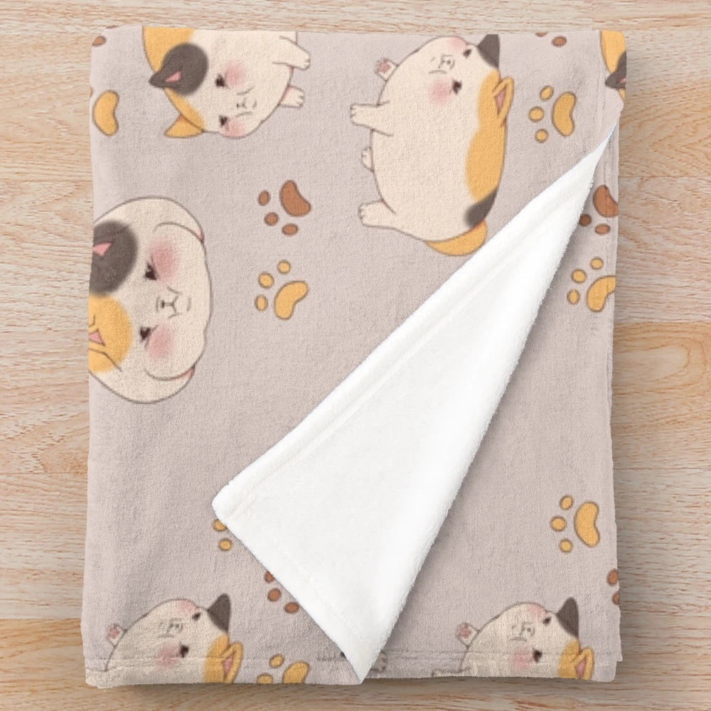 Soft and cozy FFXIV-inspired fat cat plush blanket for home and bedroom decor