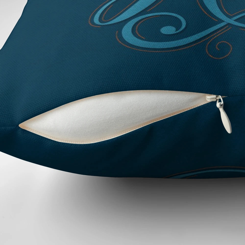 Fierce as Hell decorative throw pillow with hand-lettered typography in blue