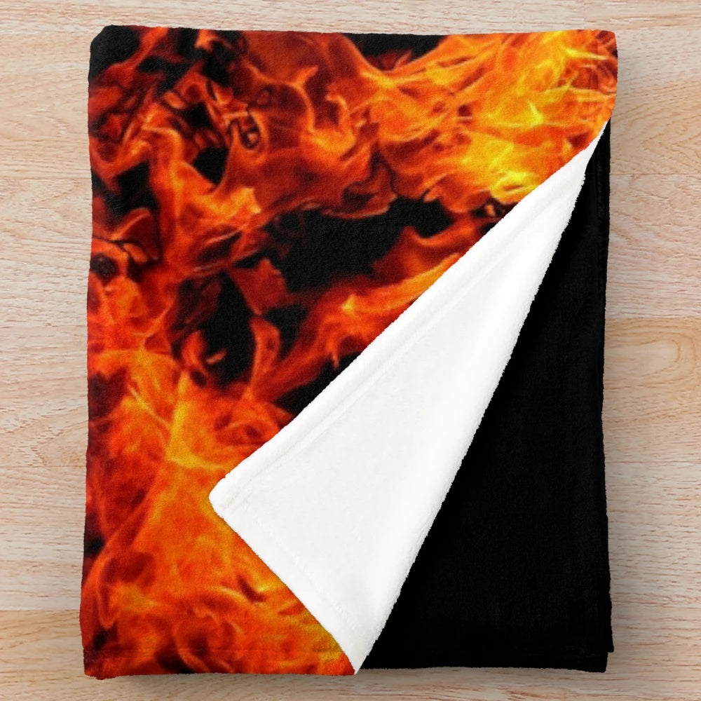 Plush fire-patterned blanket for cozy and warm home decor