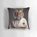 Decorative pillow featuring a fierce judoka tiger, an inspiring martial arts athlete