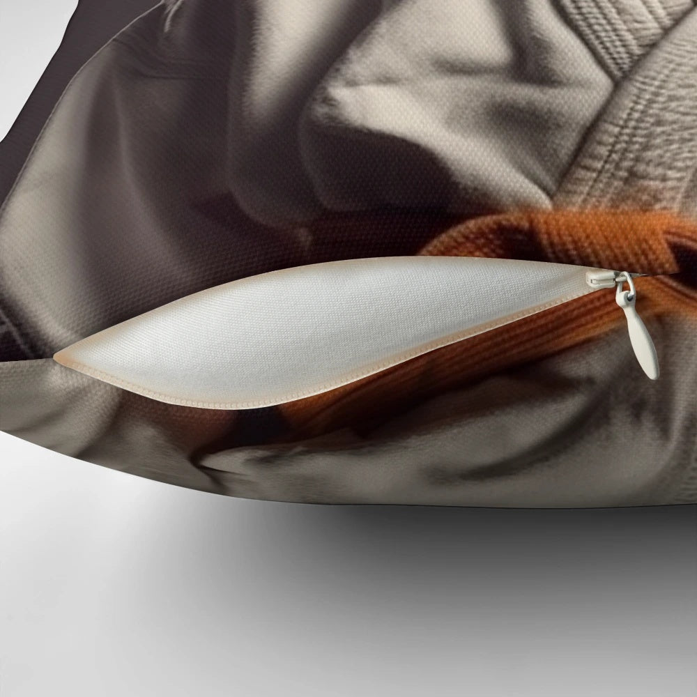 Decorative pillow featuring a fierce judoka tiger, an inspiring martial arts athlete