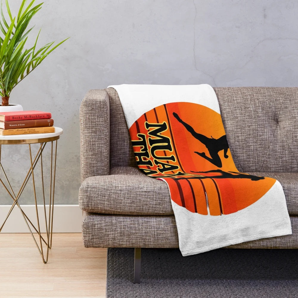Fierce Muay Thai Fighters Plush Blanket with Martial Arts Designs