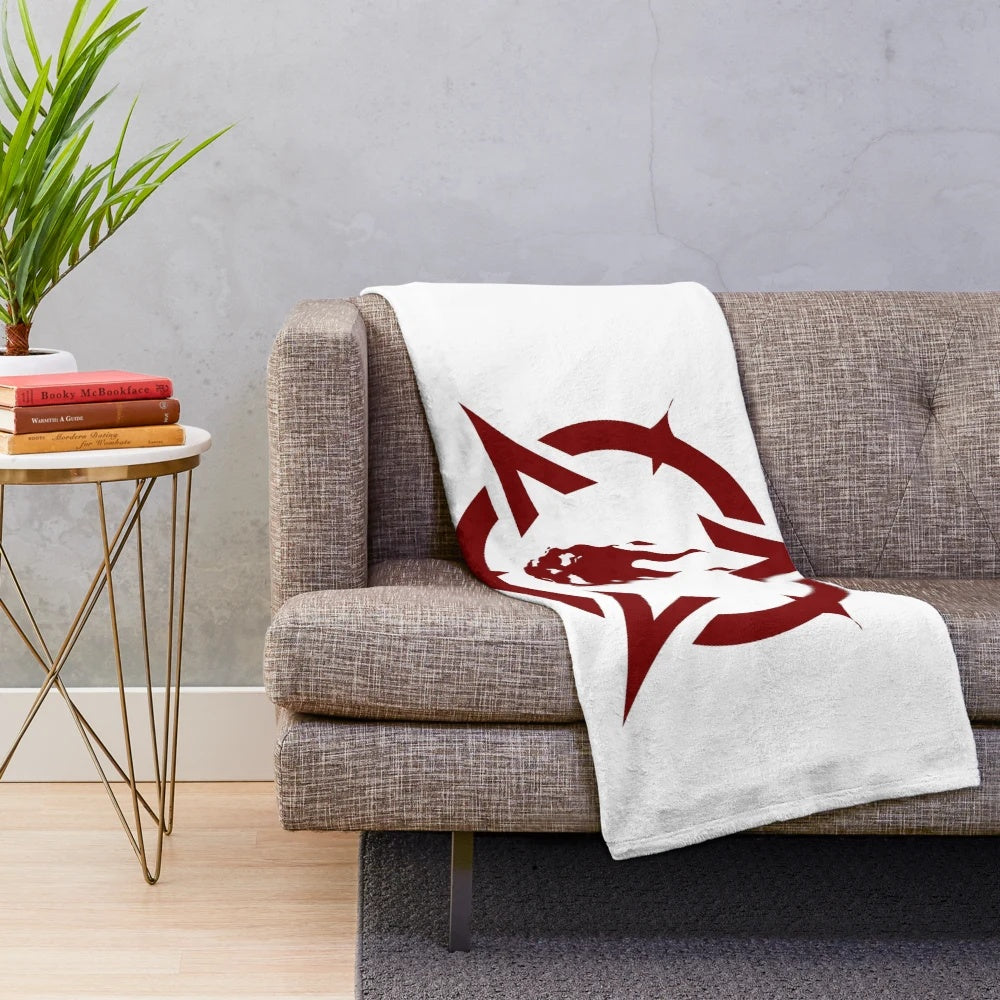 Fiery devil skeleton head plush blanket for cozy home decor