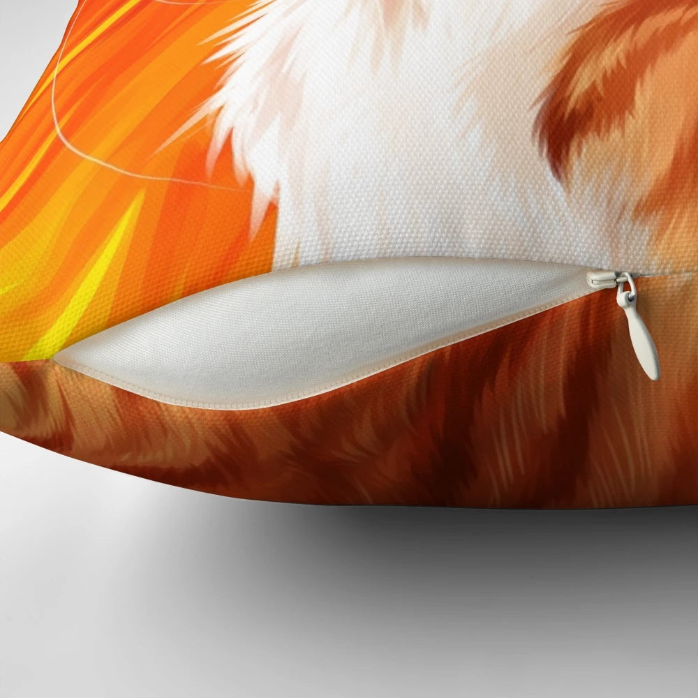 Firestar inspired throw pillow featuring a feline design