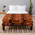 Plush blanket with fiery Opel-inspired design