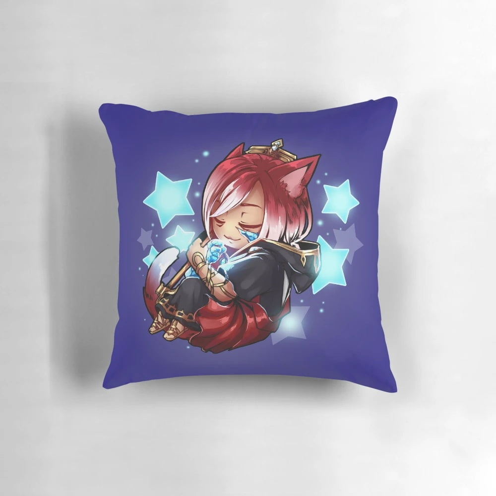 "High-quality plush pillow inspired by the character G'raha Tia from the popular video game Final Fantasy XIV"