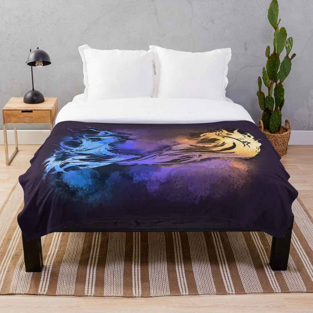 Final Fantasy X inspired plush blanket featuring the iconic game logo