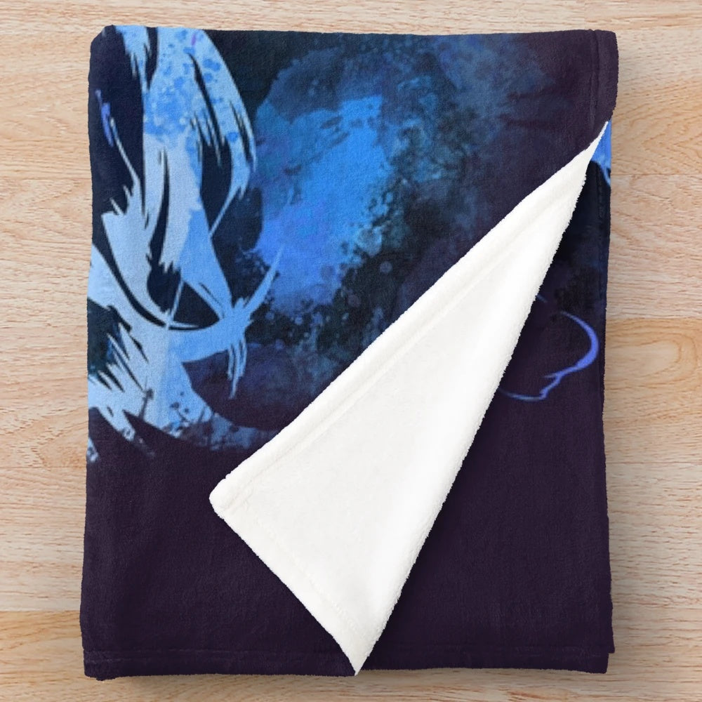Final Fantasy X inspired plush blanket featuring the iconic game logo