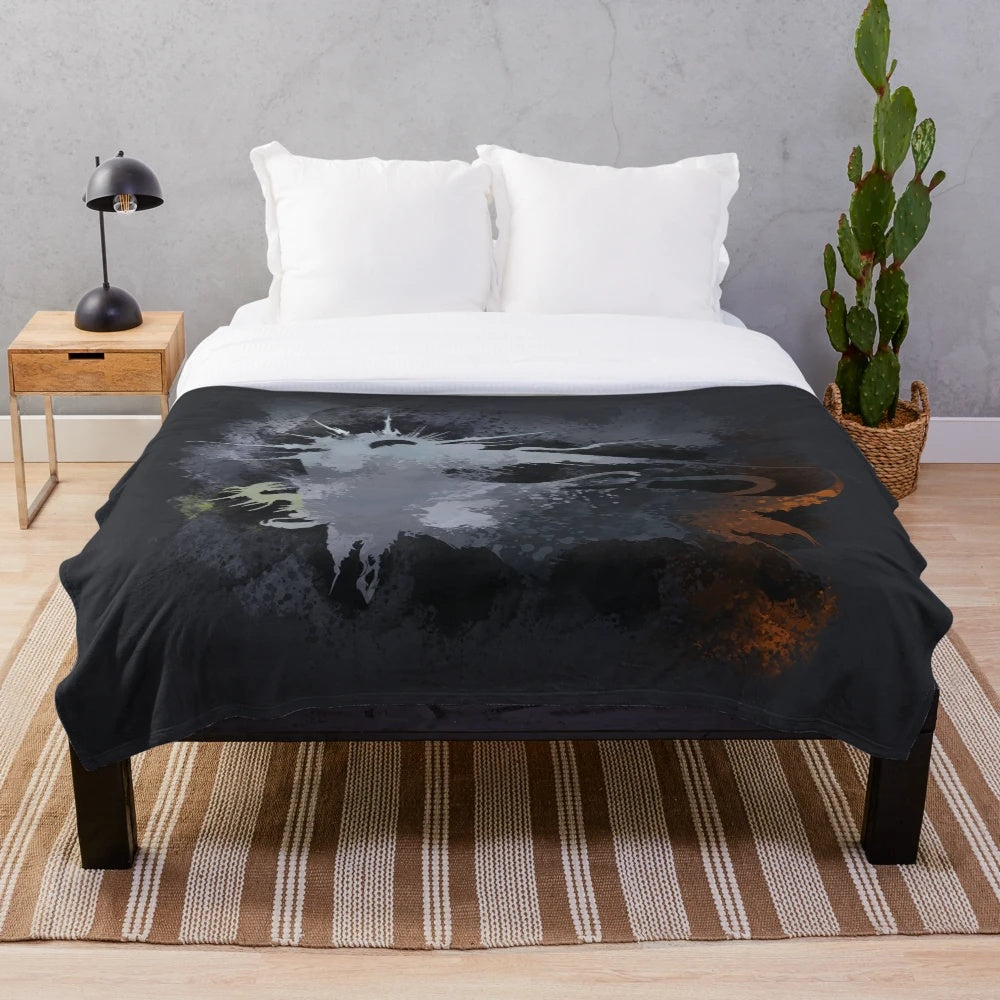 Final Fantasy XV logo printed on a soft and cozy plush blanket